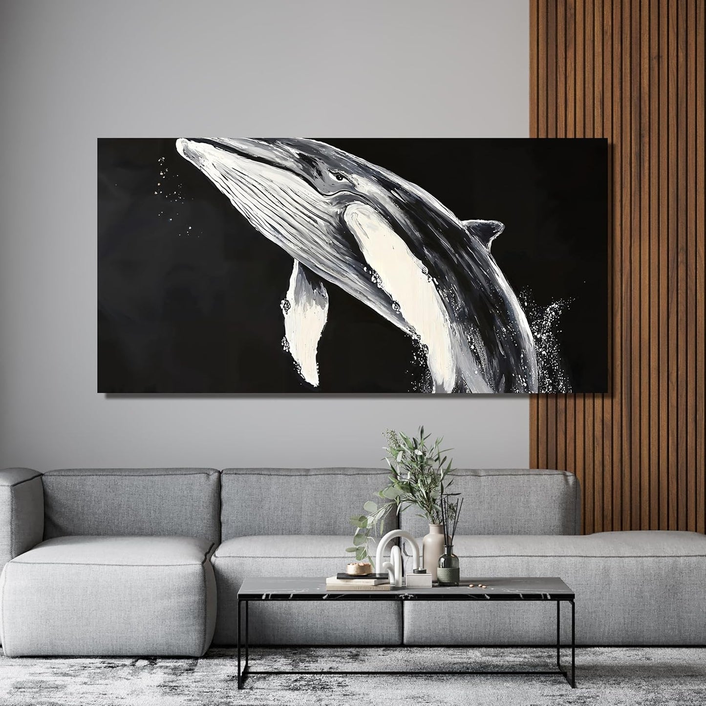 AIXMGSJS Canvas Wall Art Decor Black and White Wall Art Prints Large Modern Wall Art for Living Room Whales Decorations Artwork for Walls Black Canvas Art Wall Decor Bedroom Office Decor 20" X 40"