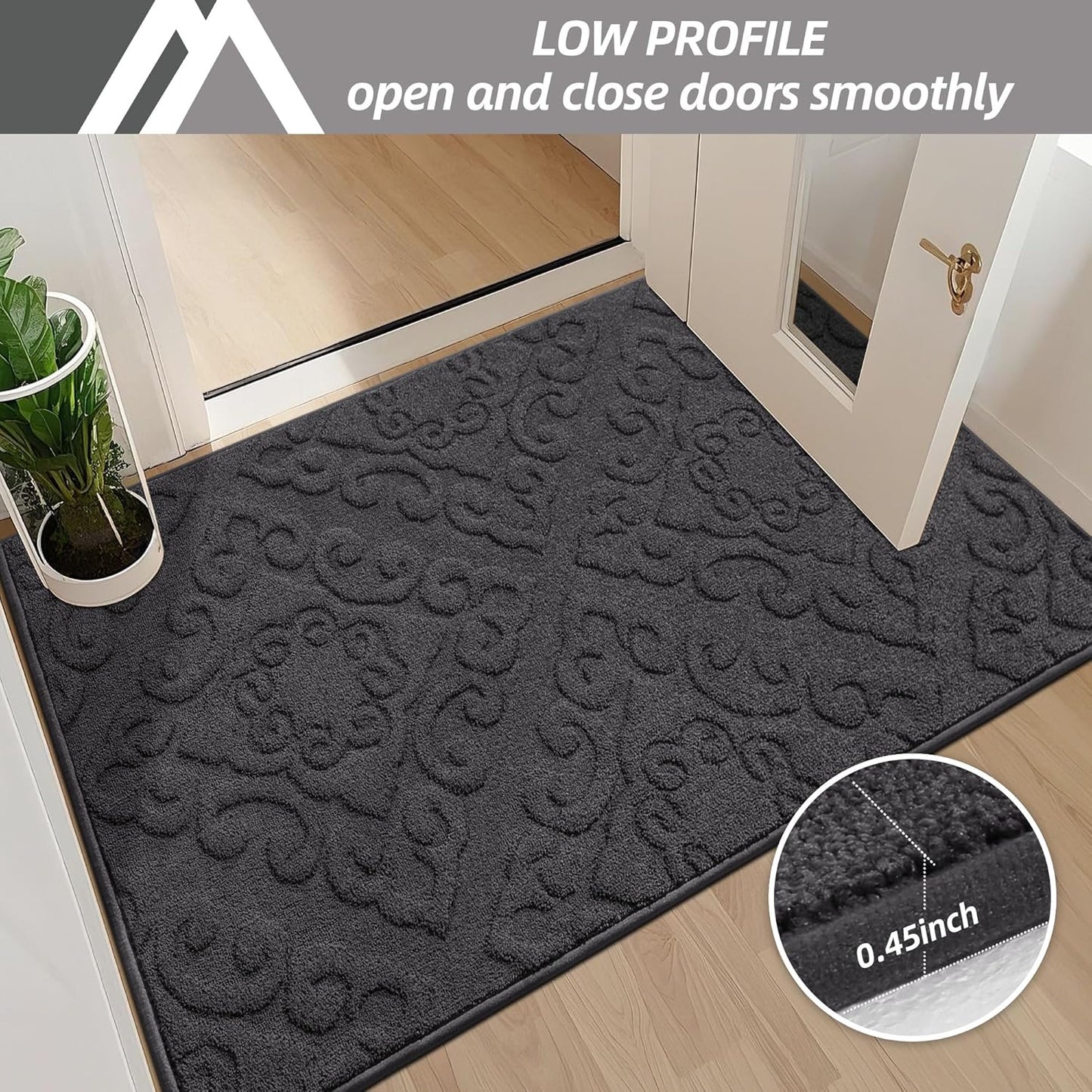 COSY HOMEER-Door-Mat-Non-Slip-Entryway-Rug 20”x32” Absorbent Welcome Mats Washable Dirt Trapper Door Mat Entrance Floor Mats for Front Back Doormats and Wet Shoes,Dark Grey