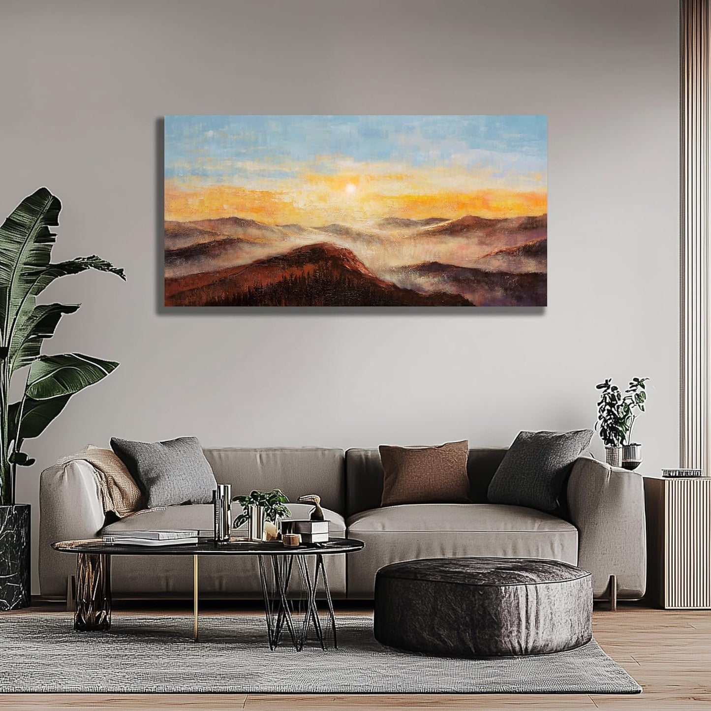 Belmrxne Large Nature Painting Yellow and Pink Wall Decor Trendy Wall Art Hanging Artwork for Living Room Bedroom Dining Room Office Home Decor 30x60 inch