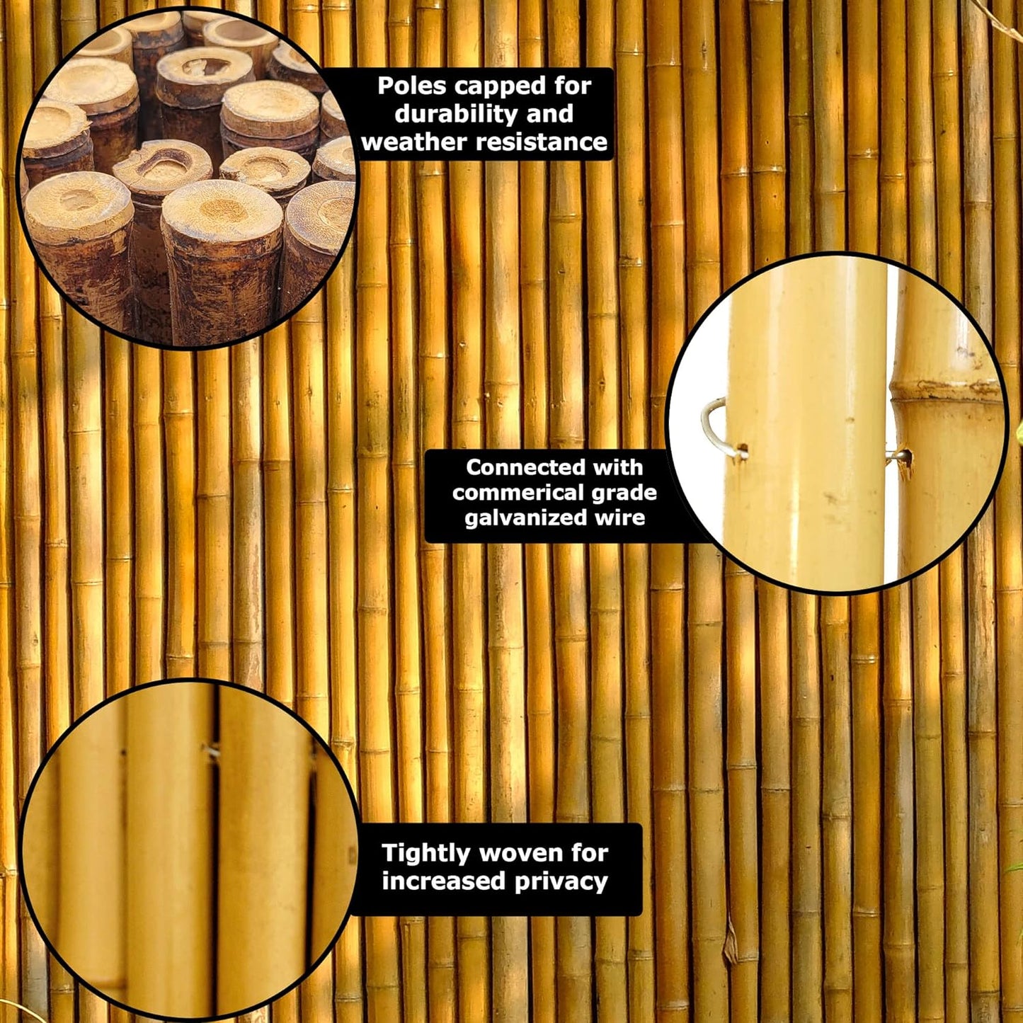Backyard X-Scapes Natural Rolled Bamboo Fence 1in D x 6ft H x 8ft L