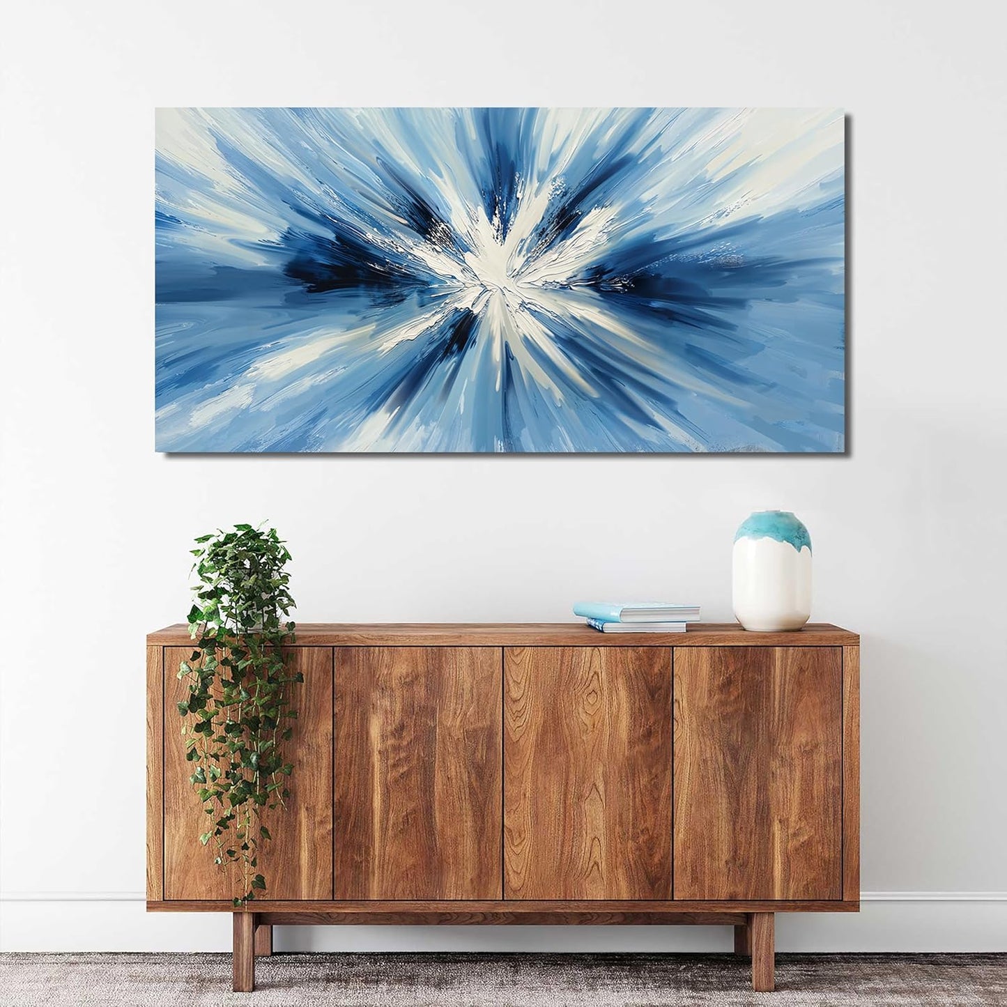 Abstract Canvas Wall Art Decor Wall Pictures for Living Room Abstract Canvas Art Wall Art Decor Blue White Wall Art Prints Modern Minimalist Wall Art Decorations Bedroom Home Aesthetic Decor 20"X40"