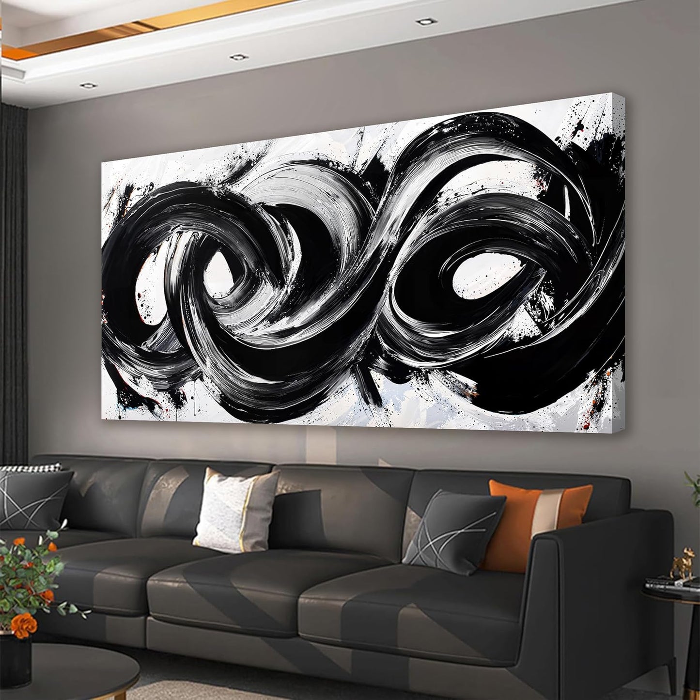 Abstract Wall Art Decor Wall Pictures for Living Room Large Black and White Wall Art Prints Abstract Canvas Art Wall Decor Modern Minimalist Wall Art Decorations Bedroom Home Wall Art Decor 24" X 48"