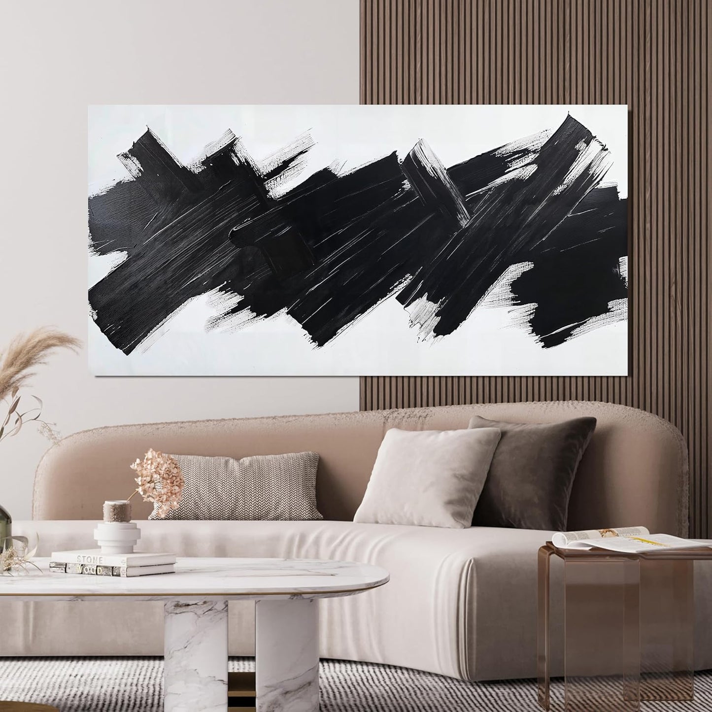 Abstract Wall Art Decor Modern Large Wall Art For Living Room Black Canvas Wall Art Large Artwork for Walls Abstract Canvas Art Canvas Print Art Work For Home Kitchen Office Wall Decor 29" X 58"