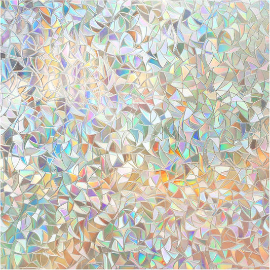 DOWELL Window Privacy Film, Rainbow Window Film, Decorative Stained Glass Clings, Static Cling Door Sticker, Non-Adhesive 3D Decals for Home UV Protection, 35.4 x 78.5 inches