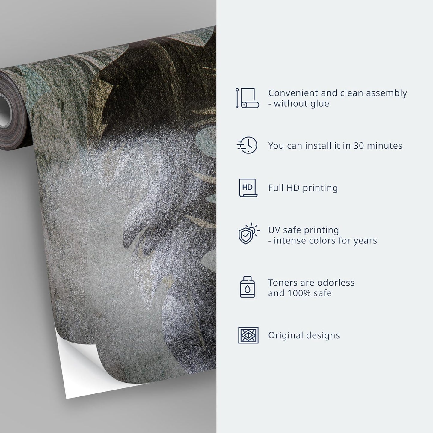 artgeist Wall Mural 3D Effect 96x69 in - XXL Peel and Stick Self-Adhesive Wallpaper Removable Large Sticker Foil Wall Decor Print Picture Image Design - Tropical Leaves b-C-0564-a-a