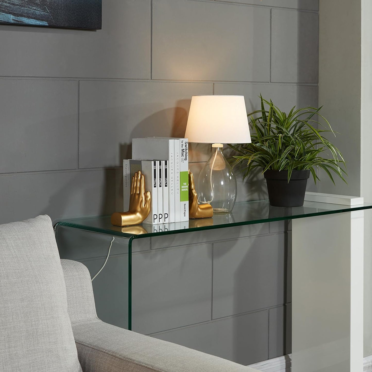 Danya B. Contemporary Accent Book Shelf Decor - Hands Sculpture Bookend Set of 2 (Silver)