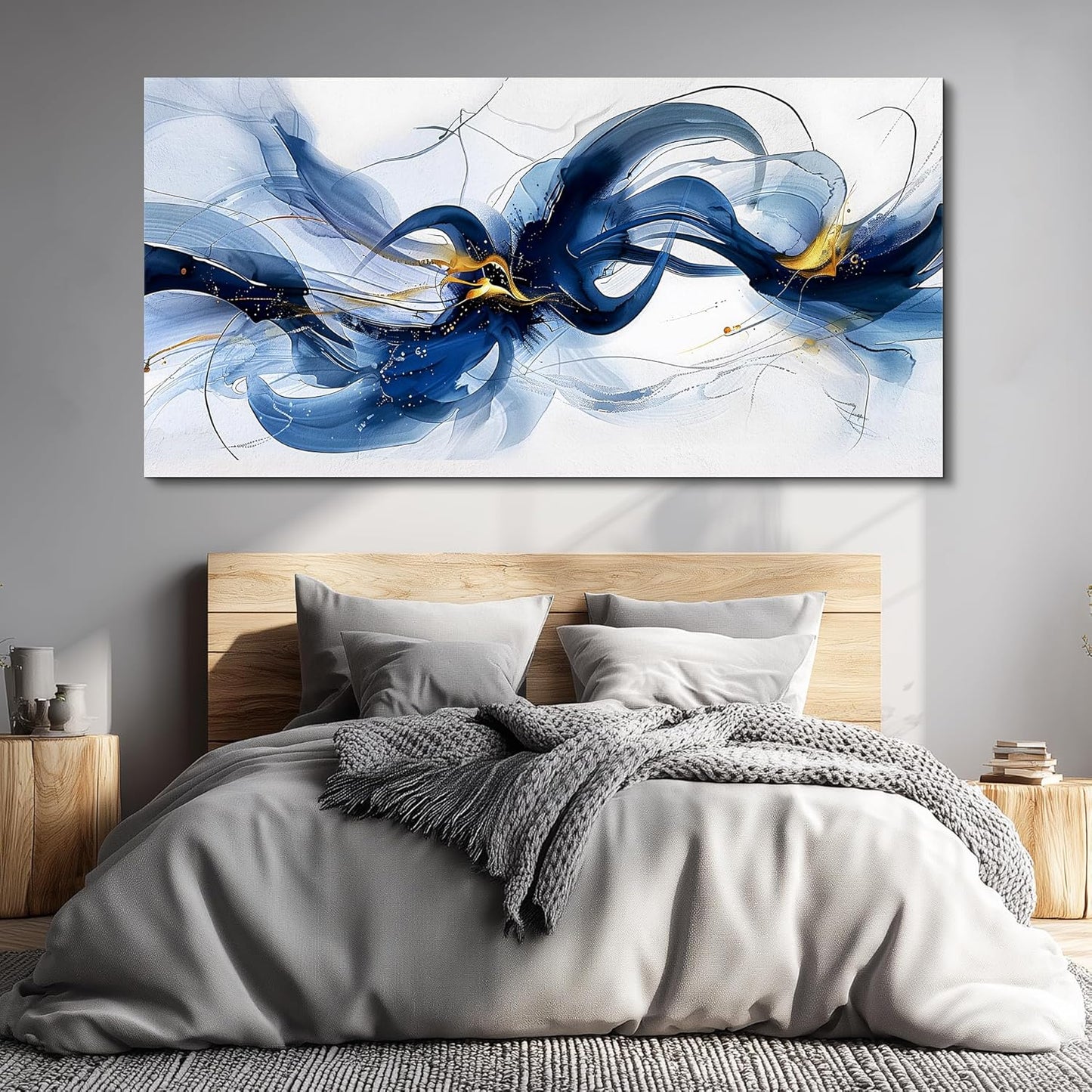 FUHAIHUA Canvas Wall Art For Living Room Large Wall Decor For Office Bedroom Decorations Abstract Ink Painting Artwork Room Wall Mural Aesthetic Home Decor 30x60 In