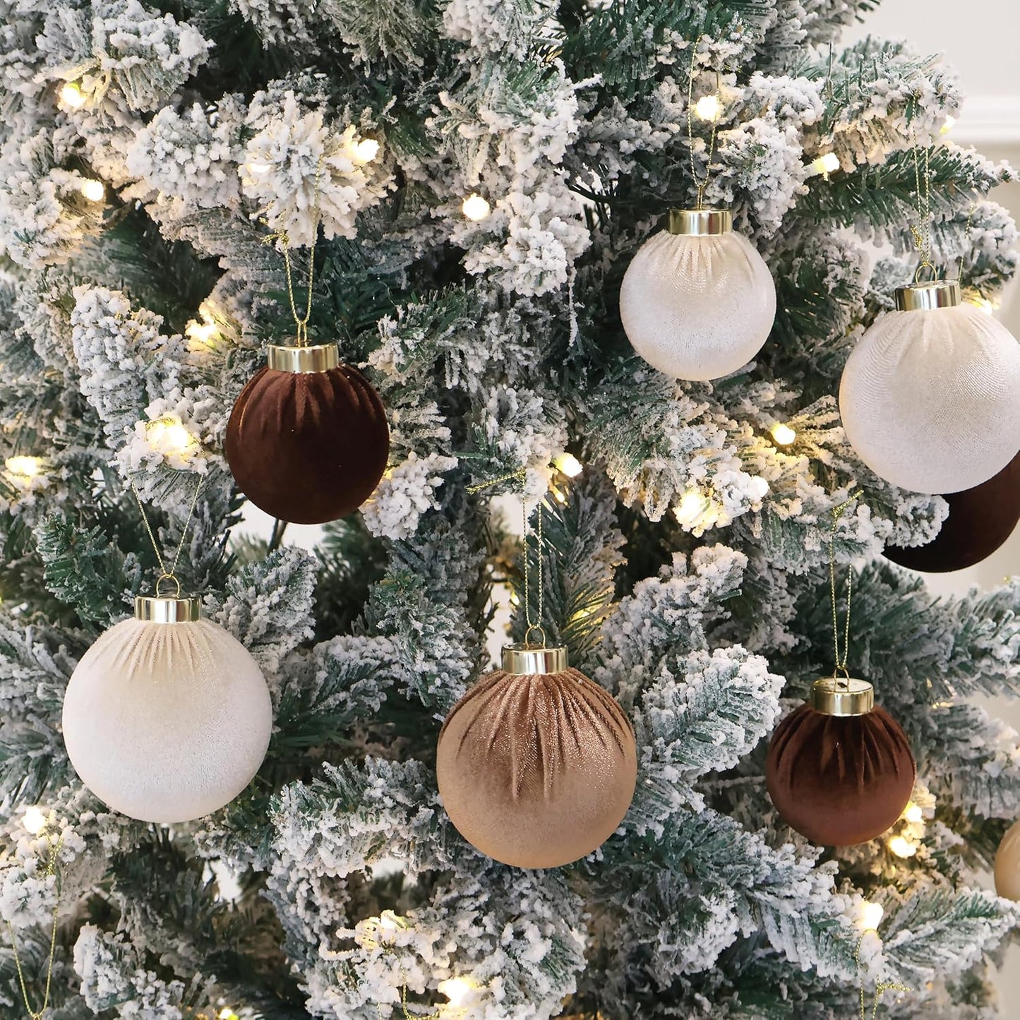 20PCS Velvet Ornaments for Christmas Tree, 2.36INCH Multicolor Flocked Christmas Ornaments Decorations Balls Set Decor