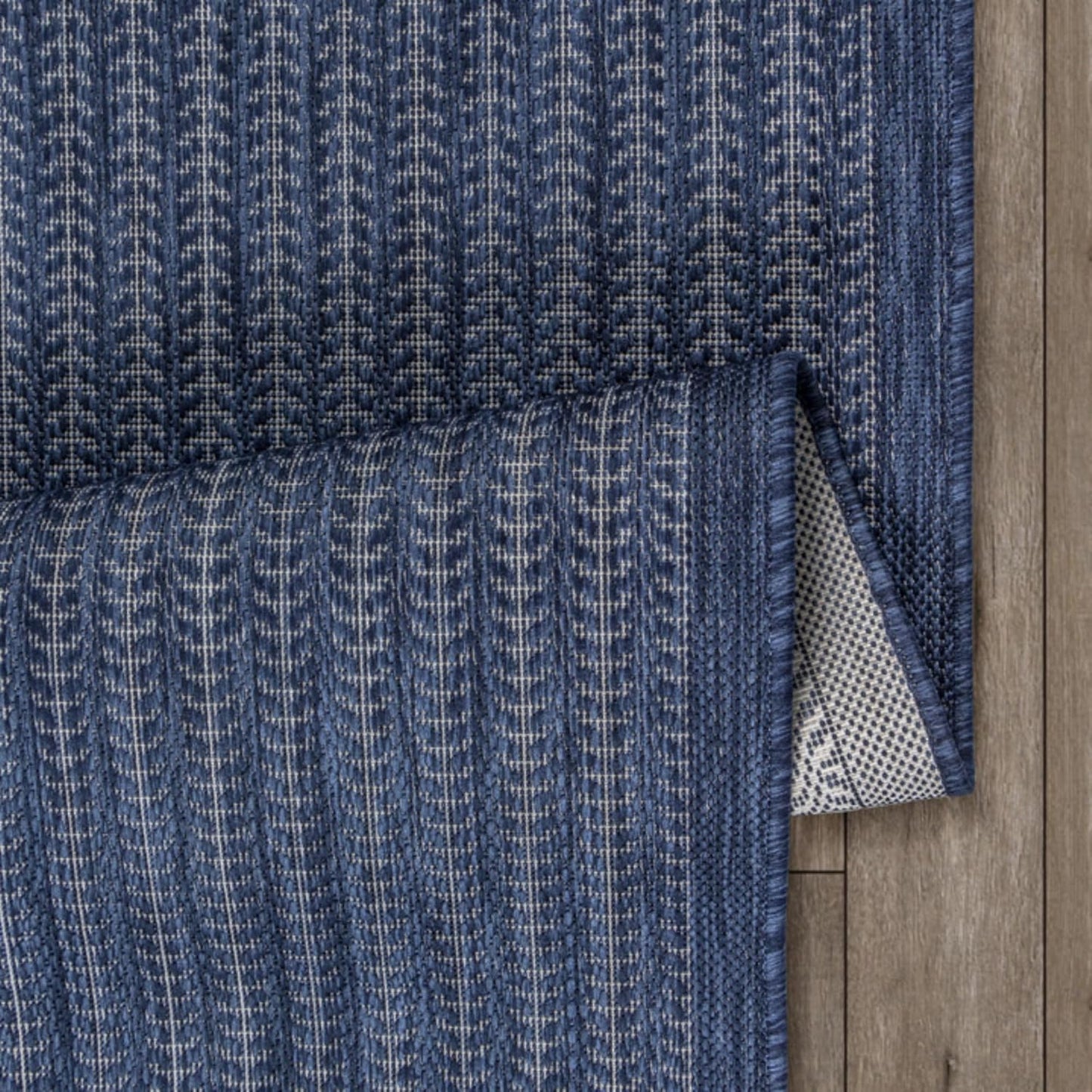 Adiva Rugs Outdoor Indoor Area Rug, Weather Resistant, Easy to Clean, Stain Resistant Floor Mat for Dining Room, Backyard, Deck, Patio (Navy Weiss, 2' x 3')