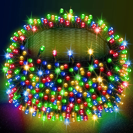 Dazzle Bright Multi-Colored Christmas String Lights, 82ft 1000 LED Waterproof Green Wire Fairy Lights with 8 Modes, Outdoor Lights for Xmas Tree Holiday Wedding Party Christmas Decorations