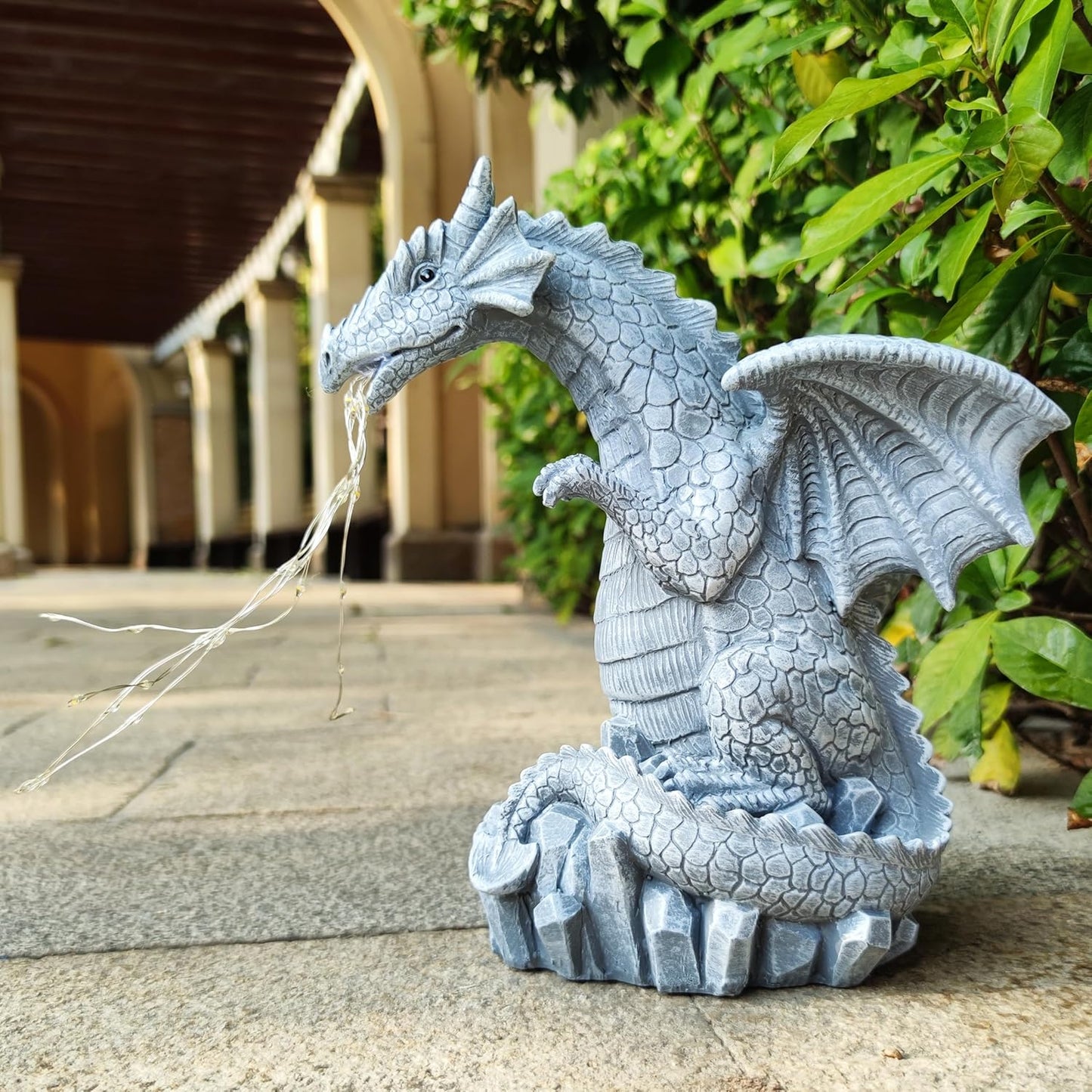 Dragon Solar Garden Statues Outdoor Decoration with LED Light Strings,Dragon Figurine Solar Lights Lawn Décor,Outside Statue Ornament for Patio, Balcony, Yard,Unique Gifts for Mom Grandma