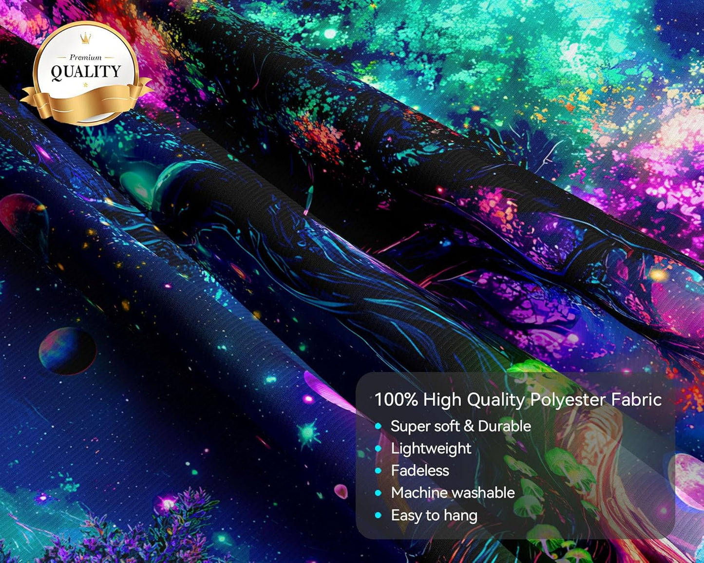 dueeia Blacklight Tree Life Tapestry Wall Hanging Fantasy Black Light Glow in the Dark Uv Mushroom Tapestries for Bedroom Aesthetic Living Room Wall Decor (78.7"x59.1")