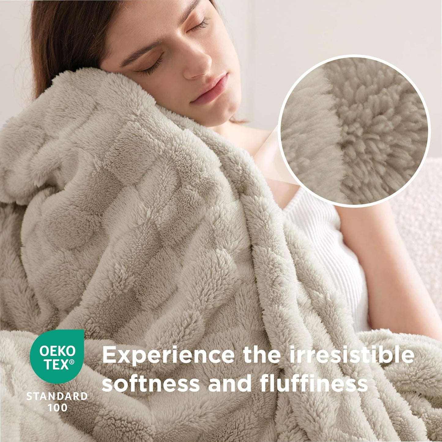 Bedsure GentleSoft Twin Blanket for Bed Light Brown - Super Soft Cozy Blankets for Women Men Girls, Cute Fuzzy Fleece Throws for Bedroom Couch, 60x80 Inches