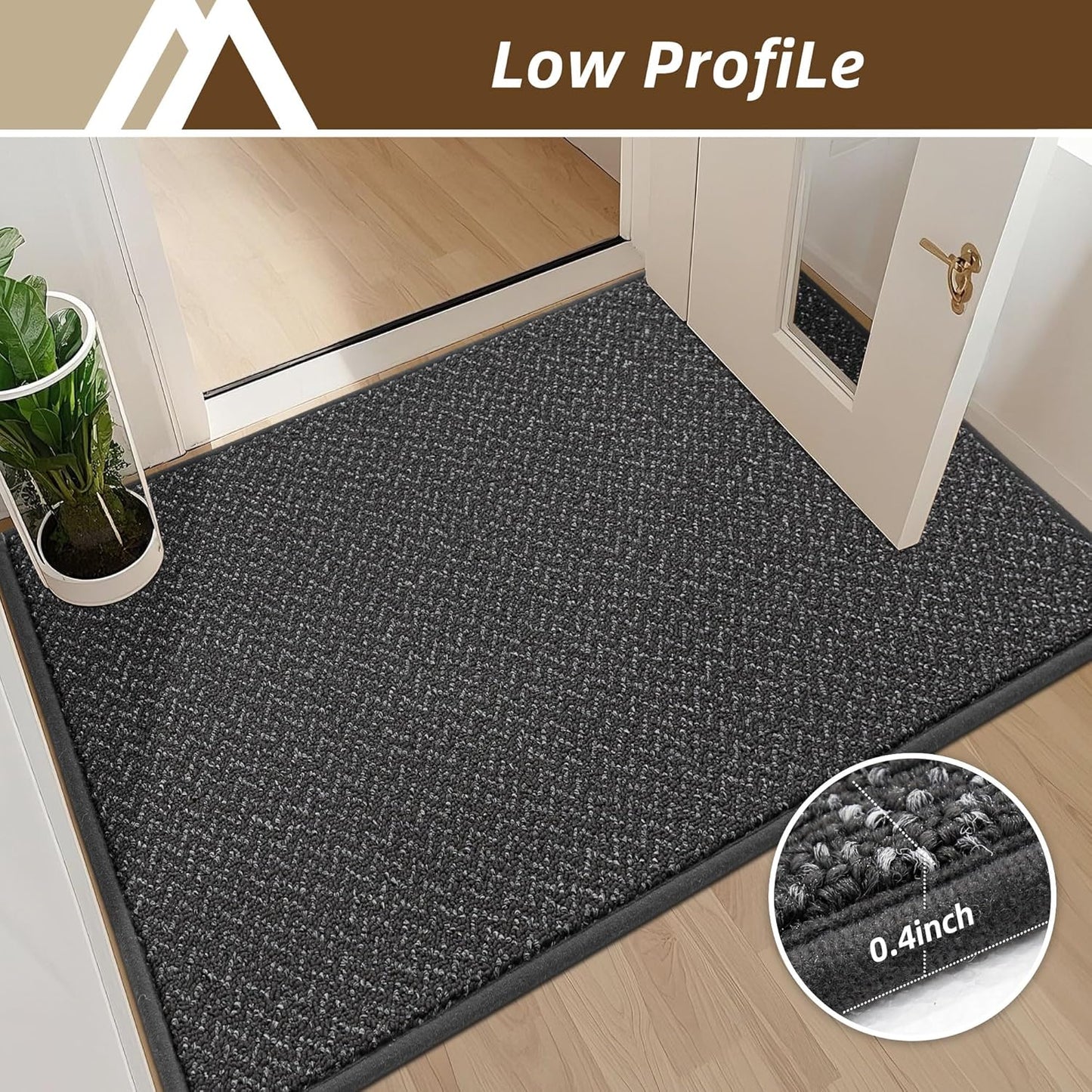 COSY HOMEER-Door-Mat 20" x 32" Non Slip Absorbent Entryway Rugs Dirt Trapper Doormats Washable Entrance Mats Low Pile Welcome Floor Mat for Front Back Door and Entry Mats,Dark Grey