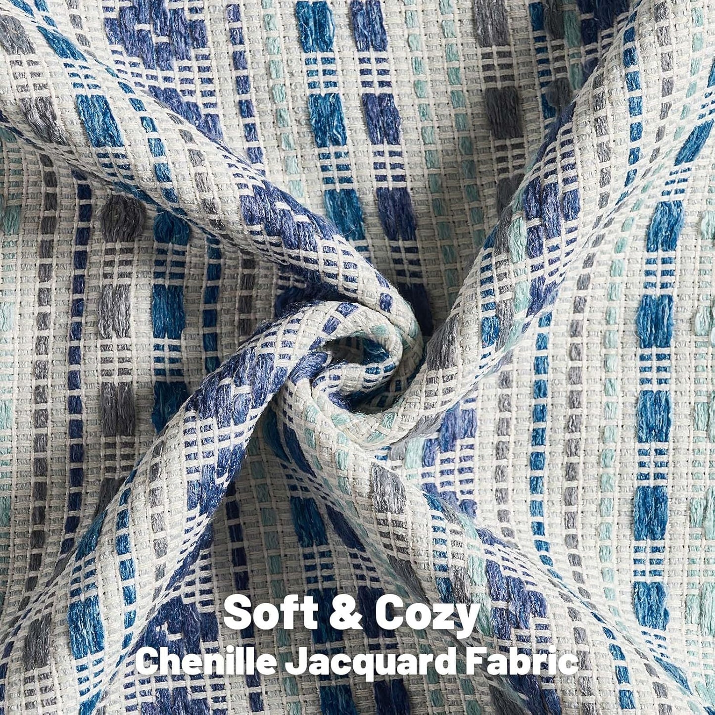 FUTEI Blue Grey Decorative Throw Pillow Covers 12x20 Inch Set of 2,Soft Cozy Chenille Jacquard Textured Pillow Case,Boho Home Decor for Couch Bed Living Room