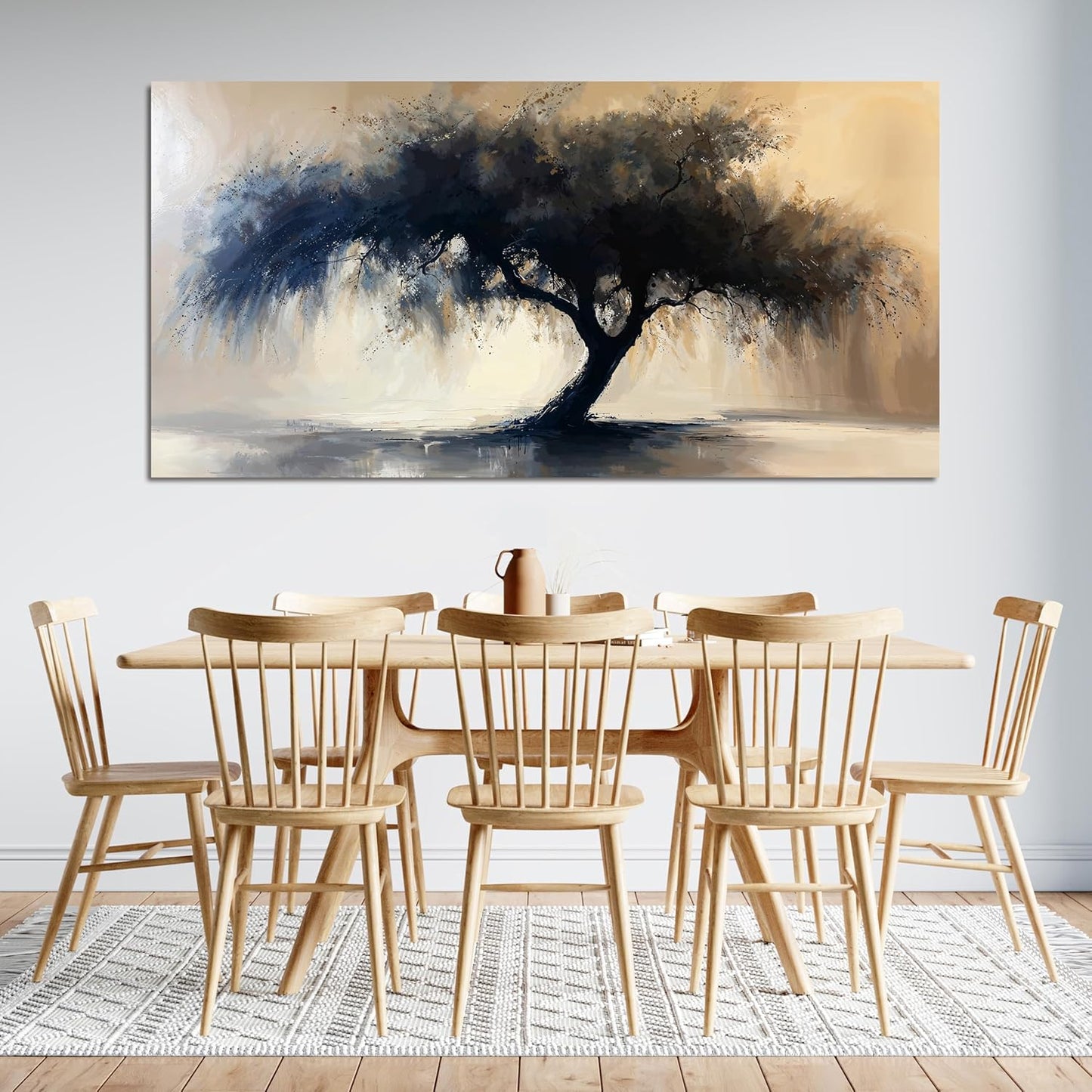 Abstract Wall Art Decor Modern Large Canvas Art Wall For Living Room Black Tree Of Life Wall Art Black Abstract Minimalist Wall Art Canvas Prints Art Work For Home Kitchen Office Wall Decor 24" X 48"