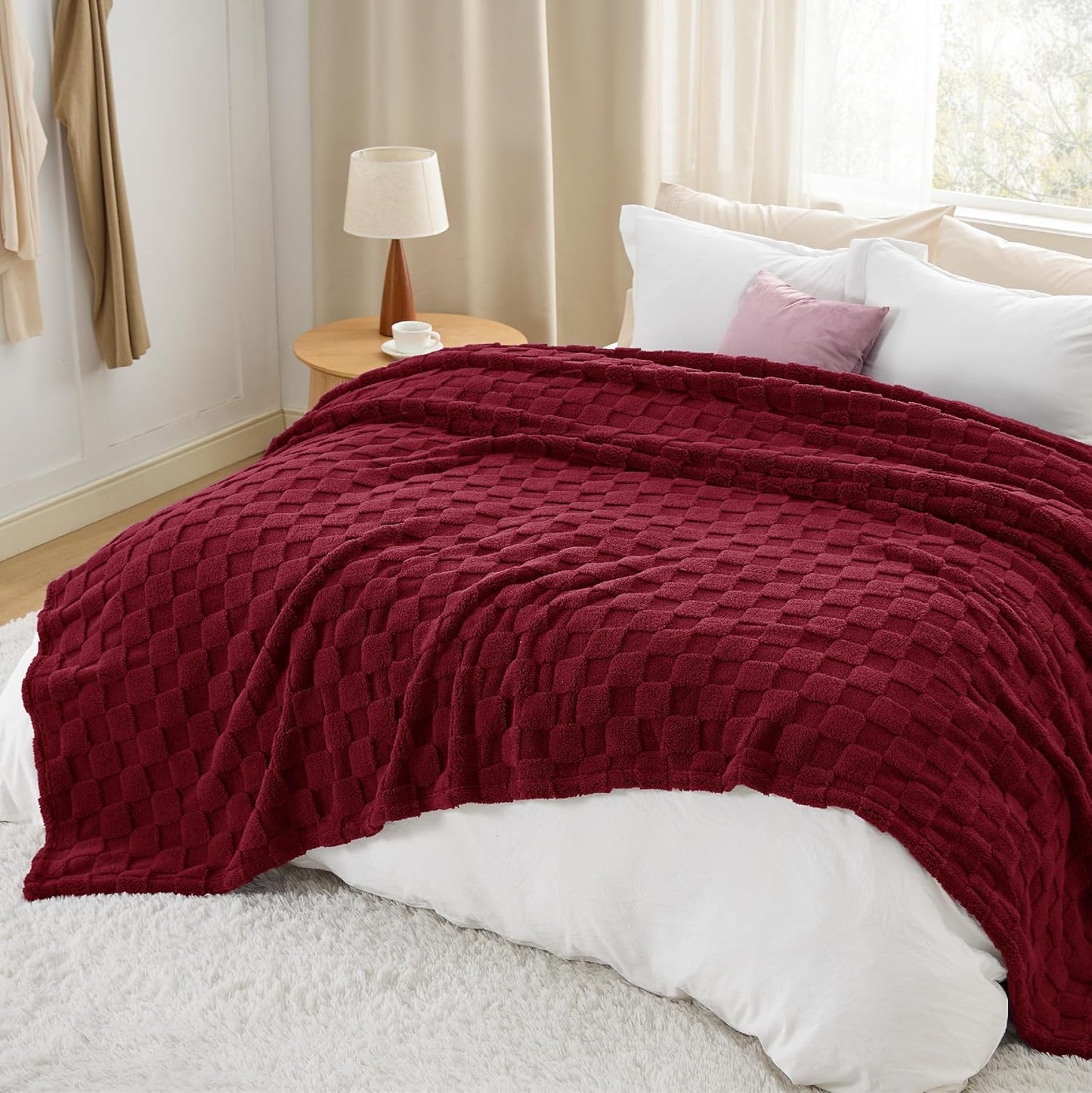 Bedsure GentleSoft Blankets Queen Size for Bed - Super Soft Cozy Blanket for Women Men Girls, Large Fuzzy Fleece Throw for Bedroom Decor, Red, 90x90 Inches