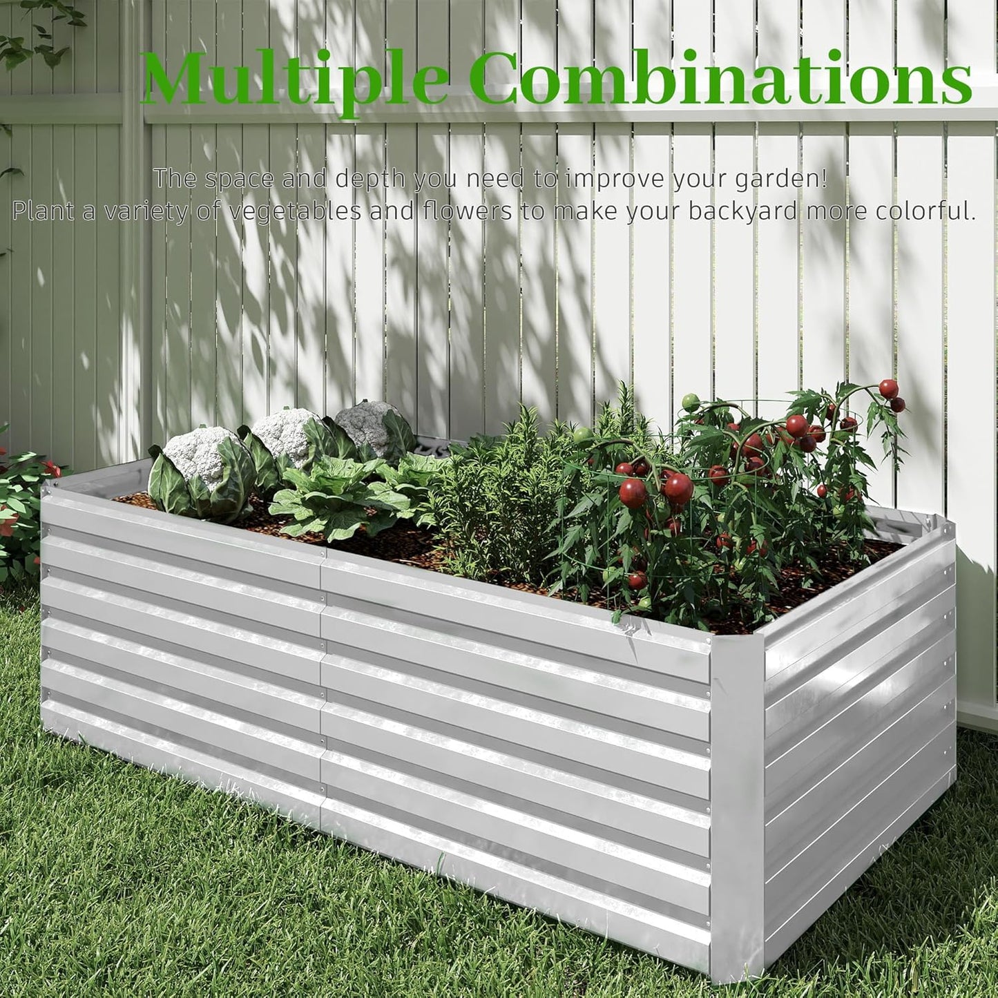 8x4x2 ft Outdoor Raised Garden Bed, Large Metal Planter Raised Beds, Planters for Outdoor Plants for Vegetables, Flowers, Herbs, Fruits, and Succulents.(4 Pcs)