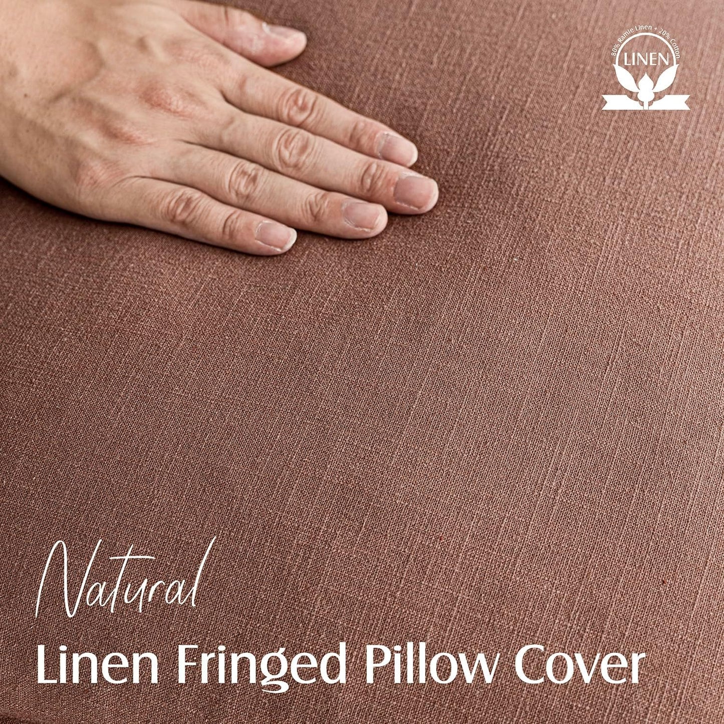 Foindtower Set of 2 Decorative Linen Fringe Throw Pillow Covers Cozy Farmhouse Boho Cushion Cover with Tassels Soft Accent Pillowcase for Couch Sofa Bed Living Room Home Decor 20×20 Inch Rust