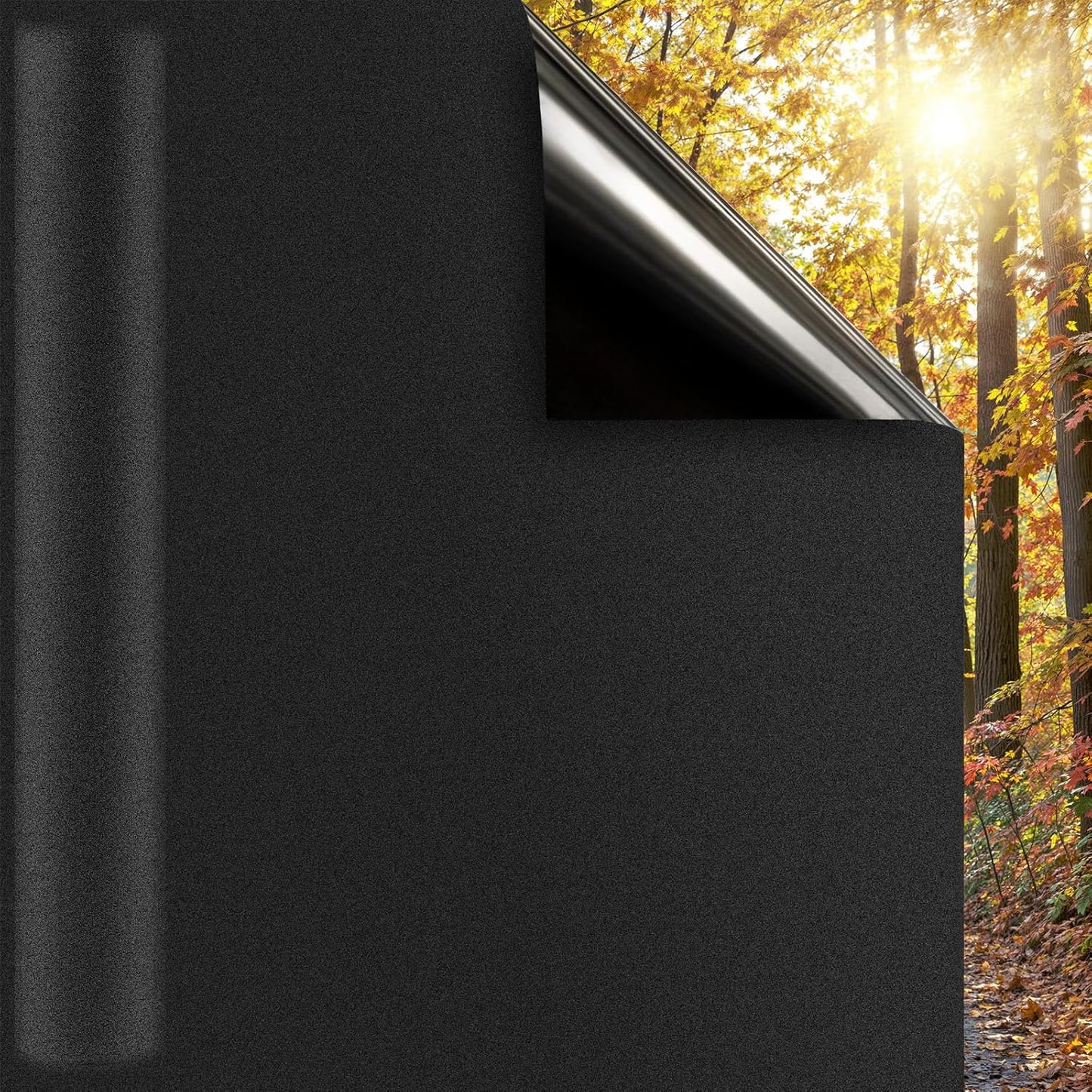 DUOFIRE Blackout Window Film Completely Light Blocking Privacy Window Film Room Darkening Frosted Tint Films for Day Sleep, Non Adhesive Static Cling Windows Films DT-C009(11.8×47Inch)