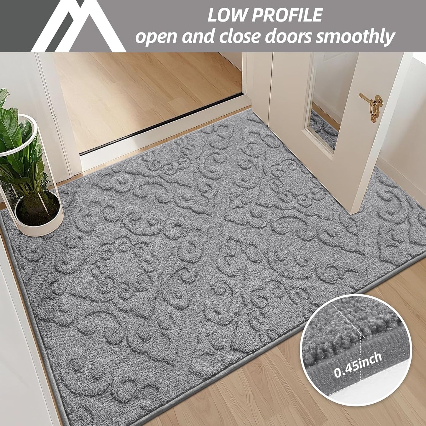 COSY HOMEER-Door-Mat-Non-Slip-Entryway-Rug 32”x48” Absorbent Welcome Mats Washable Dirt Trapper Door Mat Entrance Floor Mats for Front Back Doormats and Wet Shoes,Grey