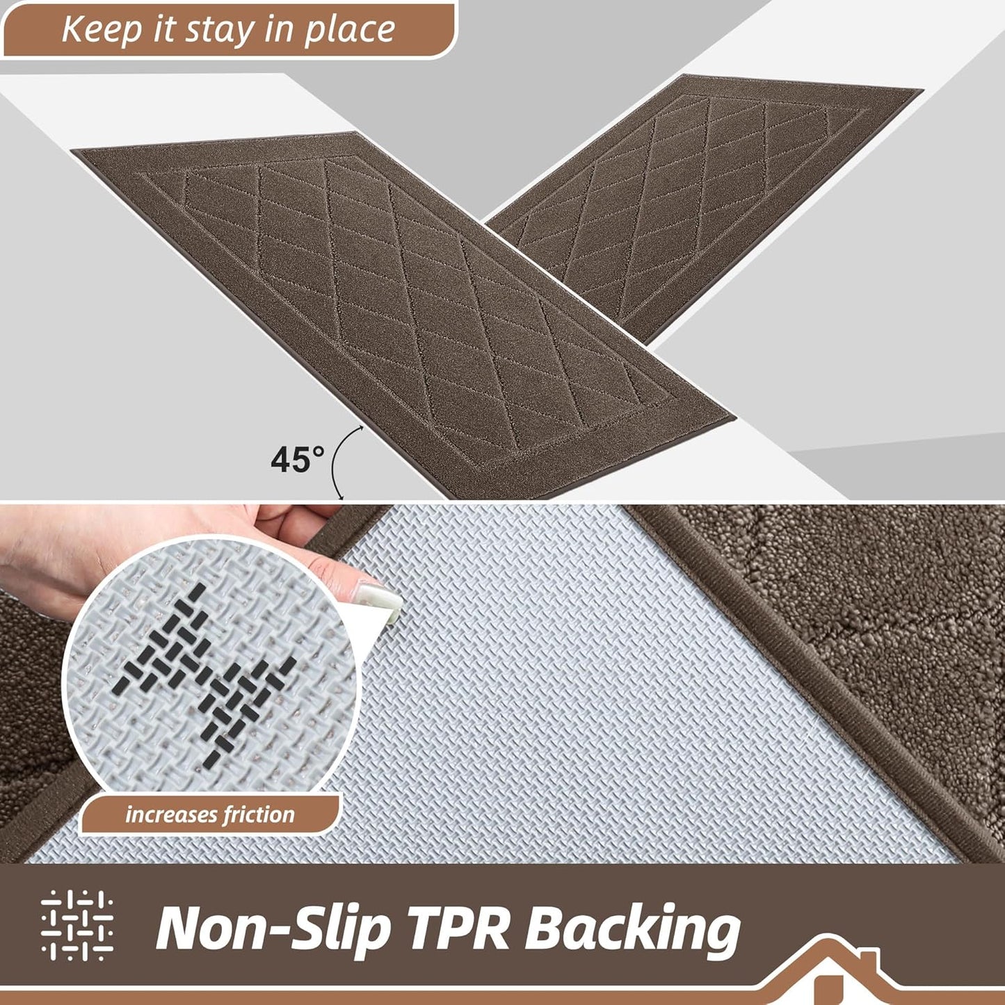 BEQHAUSE Dirt Trapper Door Mat 36" x 60", Doormat Non-Slip Entryway Rugs Washable, Dog Door Mat Stain Resistant and Absorbent Welcome Floor Mat for Front Back Door, Muddy Wet Shoes & Paws, Light Brown