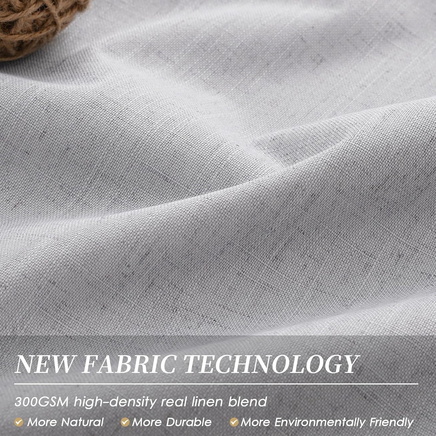 Grey Blackout Linen Curtains Extra Long 120 Inch for Living Room 2 Panels Set Farmhouse Sliding Door Thermal Insulated Black Out Curtains Room Darkening Noise Reducing Heat Blocking Drapes Gray