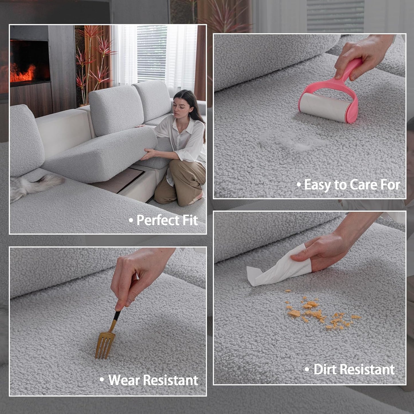 Couch Cushion Covers for Sectional Sofa, Stretch Soft Sofa Slipcovers Washable Wear-Resistant Universal Furniture Protector for Living Room(1 Piece Chair Cover, Light Gray)