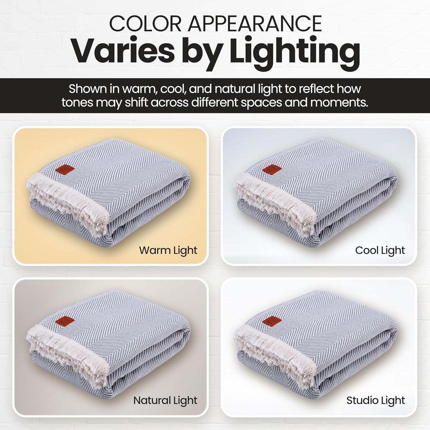 Gold Case Throw Blanket for Bed – 100% Recycled Turkish Cotton Bed Blanket – Decorative Throw Cotton Blankets for Living Room & Bedroom – Woven Twin Blankets - 71x90 - Elegant Grey