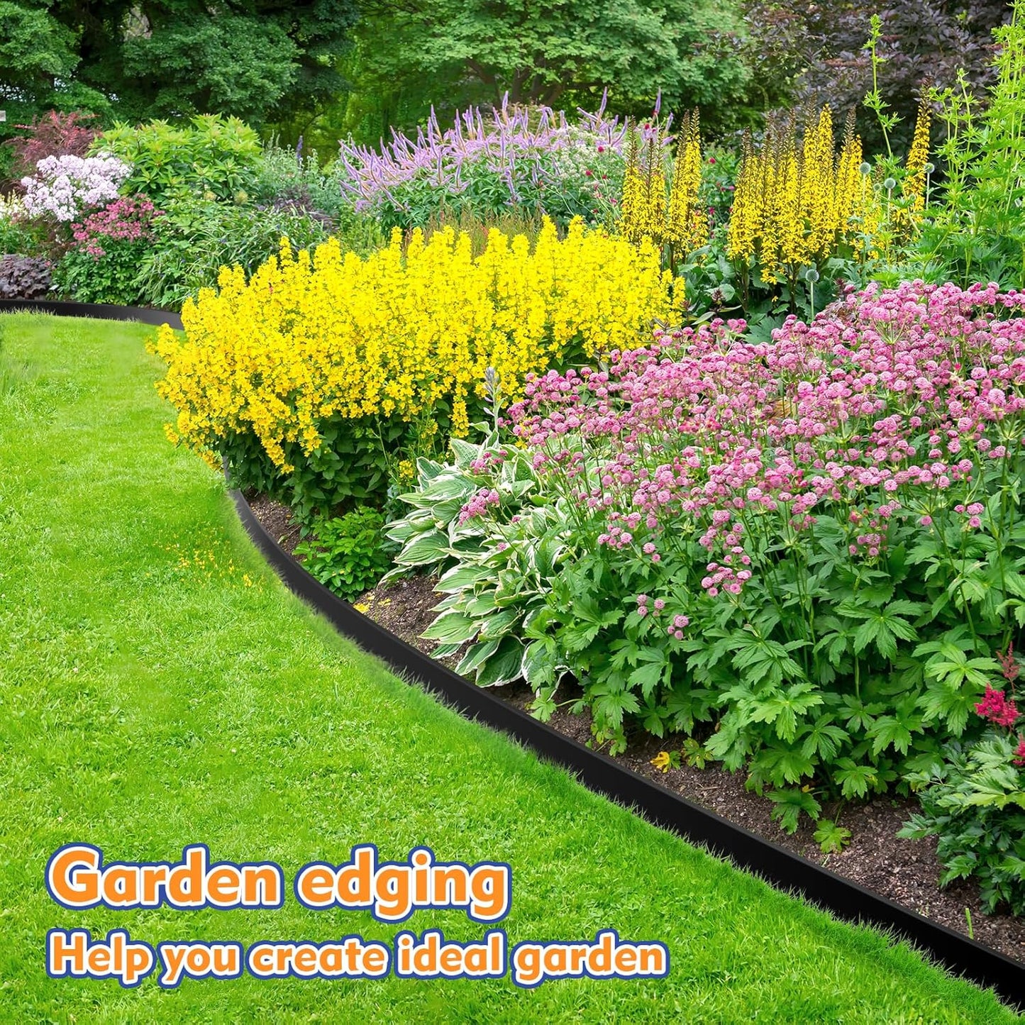 1.5 Inch x 40 FT (Multiple Sizes Available) Landscape Edging, Garden Edging Borders with 40pcs Upgrade Stakes, Flexible No Dig Plastic Garden Border for Lawn, Landscaping, Flower Beds and Yard
