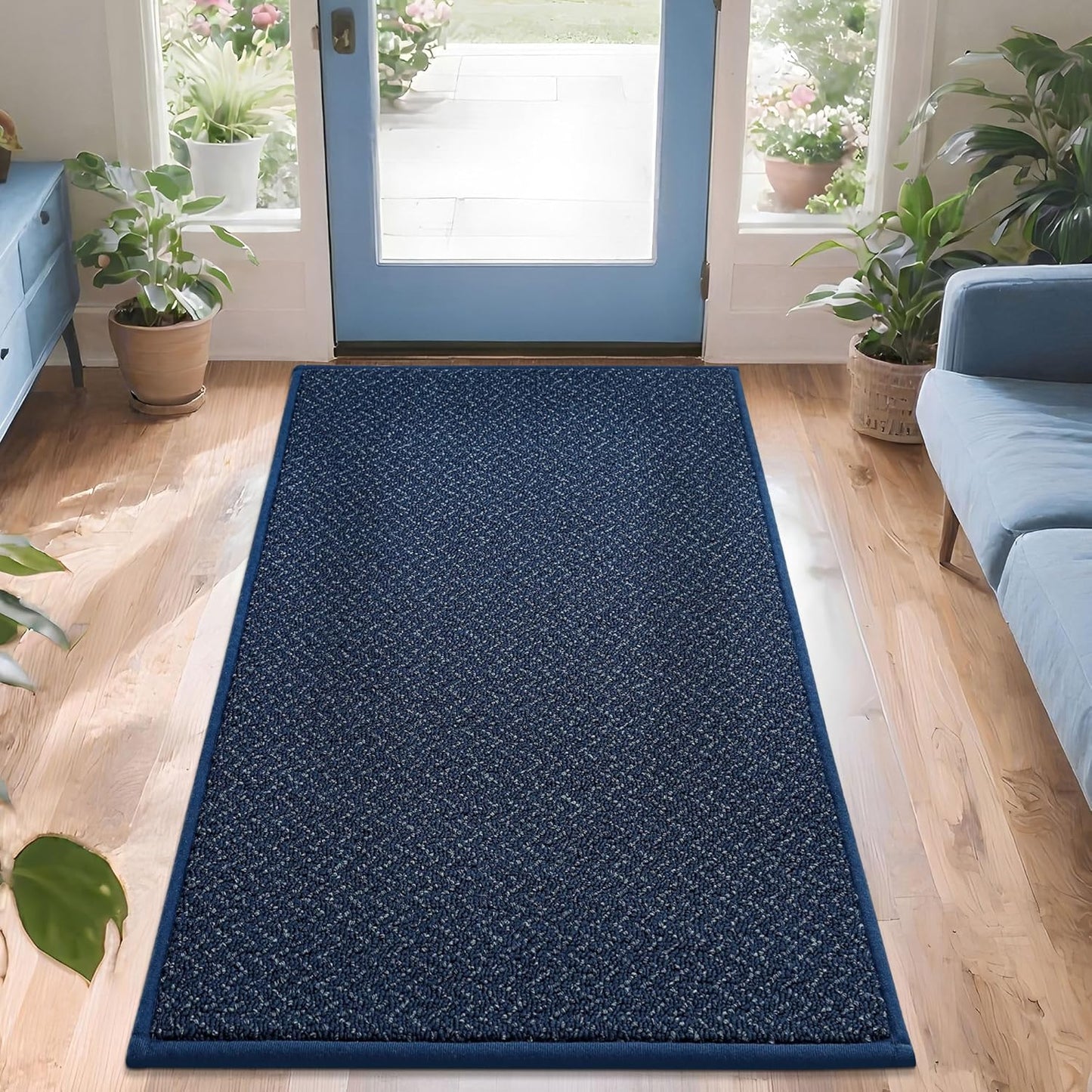COSY HOMEER-Door-Mat 36"x60" Non Slip Absorbent Entryway Rugs Dirt Trapper Doormats Washable Entrance Mats Low Pile Welcome Floor Mat for Front Back Door and Entry Mats,Navy Blue
