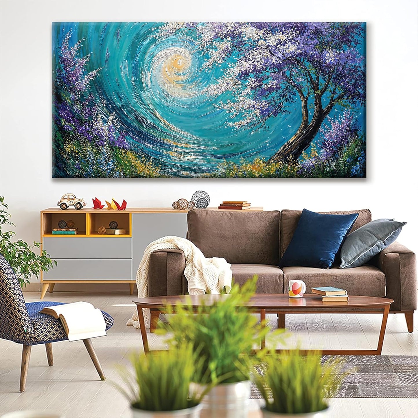 Abstract Wall Art For Living Room Decorations Large Purple Tree Abstract Wall Decor Canvas Art Wall Decor Picture For Bedroom Kitchen Office Home Artwork 29 X 58 Inch