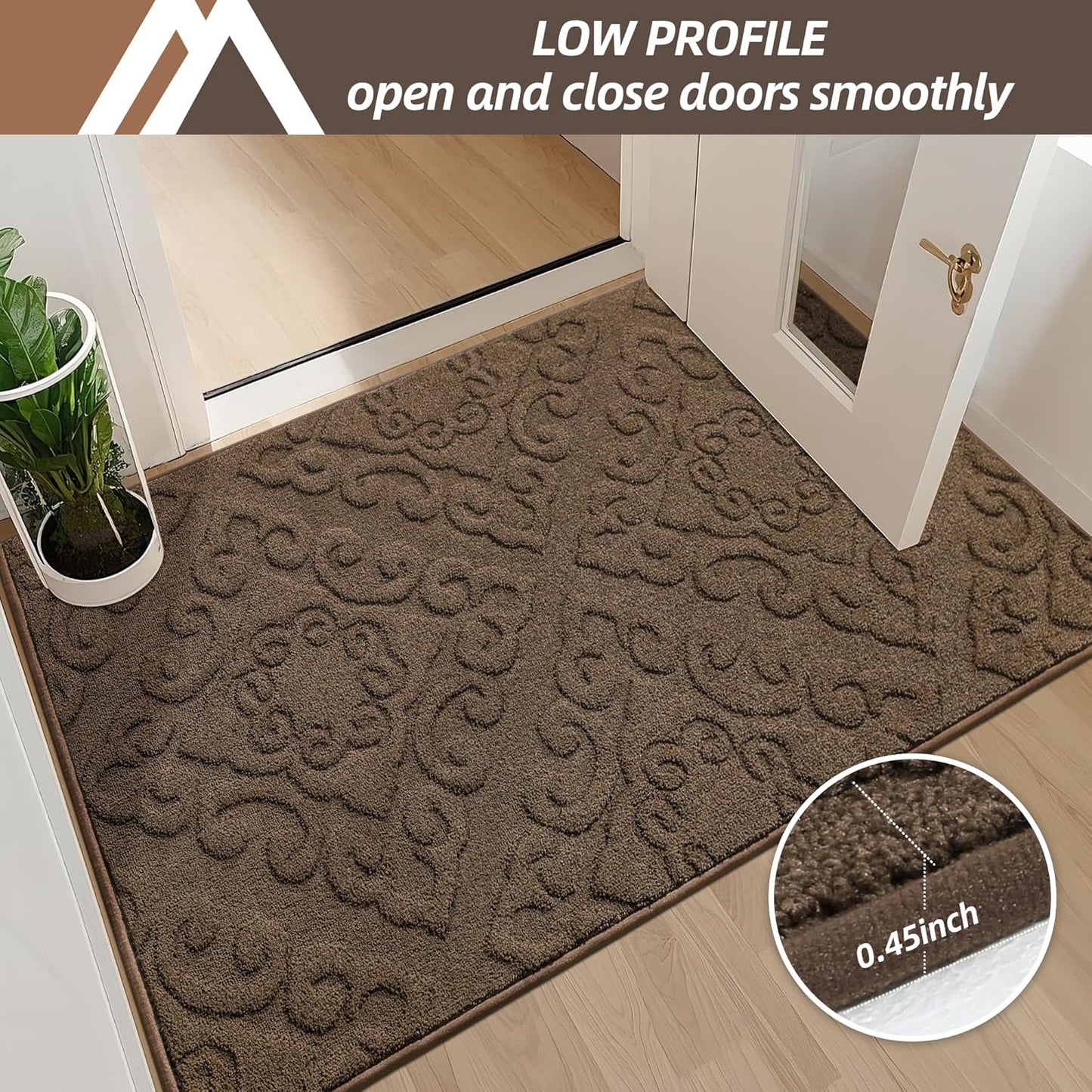 COSY HOMEER-Door-Mat-Non-Slip-Entryway-Rug 32”x48” Absorbent Welcome Mats Washable Dirt Trapper Door Mat Entrance Floor Mats for Front Back Doormats and Wet Shoes,Brown