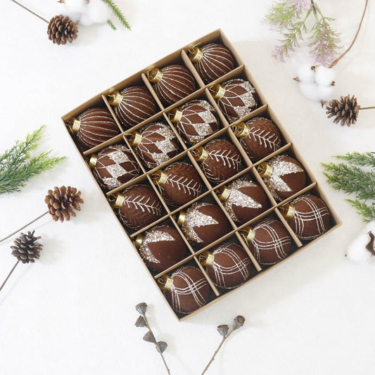 20PCS Velvet Ornaments for Christmas Tree, 2.36INCH Glitter Flocked Christmas Ornaments Decorations Balls Set Decor