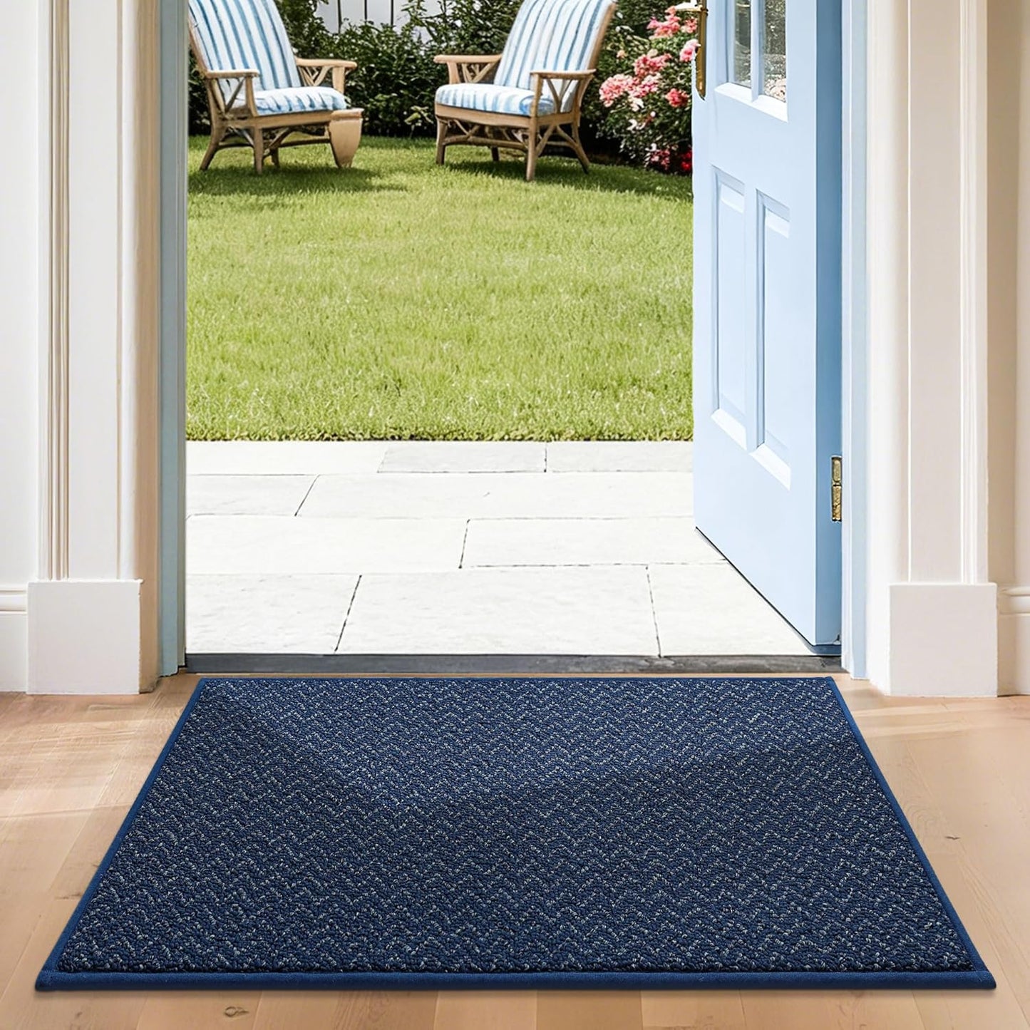 COSY HOMEER-Door-Mat 24"x36" Non Slip Absorbent Entryway Rugs Dirt Trapper Doormats Washable Entrance Mats Low Pile Welcome Floor Mat for Front Back Door and Entry Mats,Navy Blue