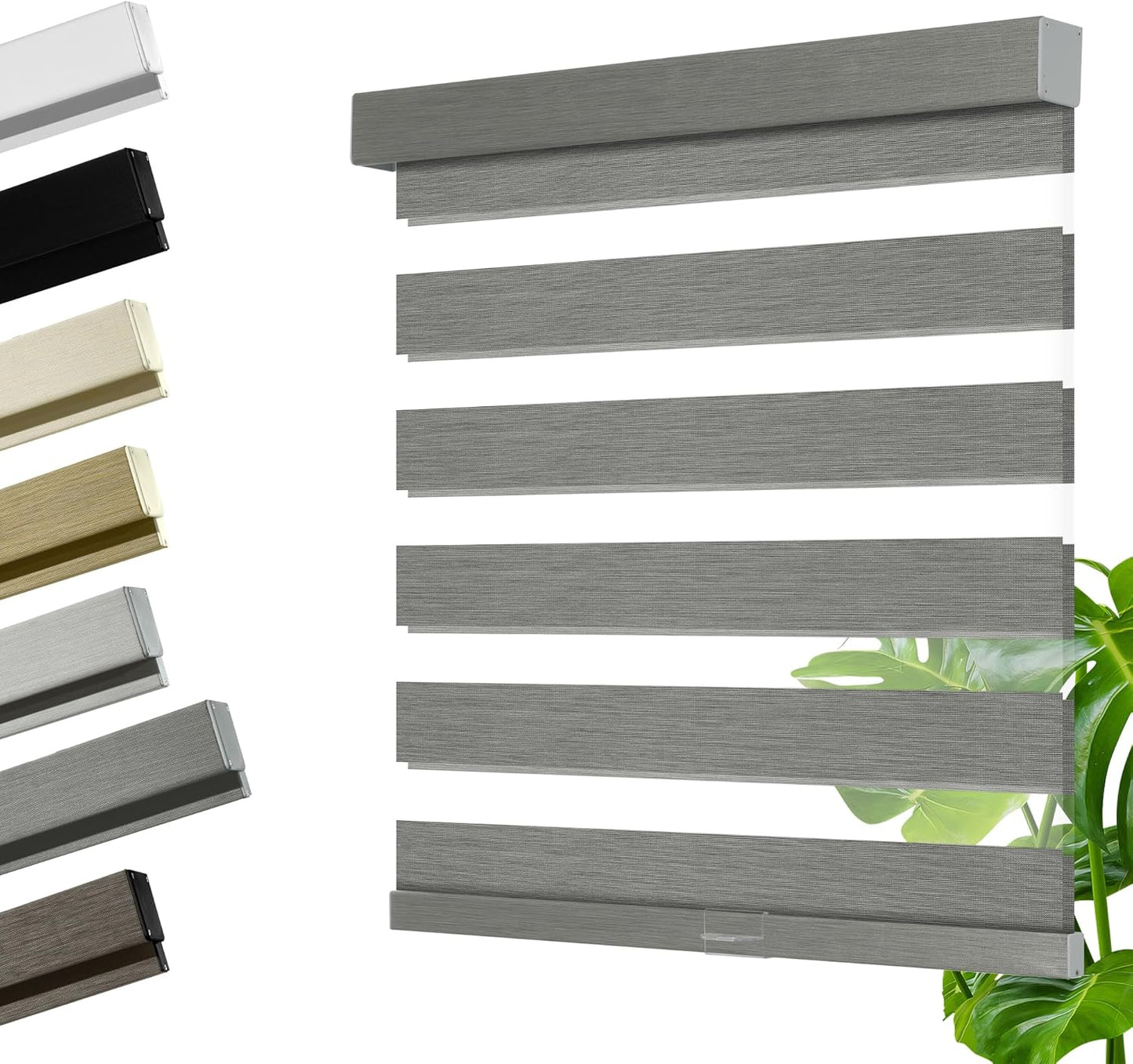 Cordless Zebra Blinds for Windows, Blackout Interior Blinds,Easy to Install,UV Protection,for Offices and Home,Custom Roller Shades, Mousse Grey,74" W x 88" H