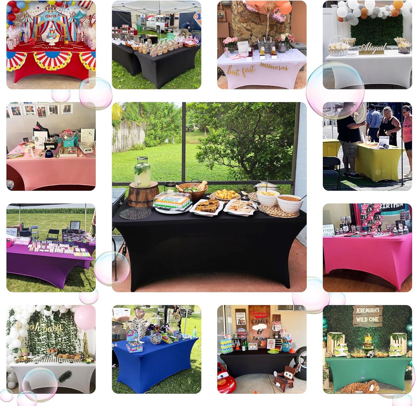 ABCCANOPY 6 FT Yellow Spandex Table Cover Stretch Fitted Wrinkle Resistant Tablecloth Reuse for Rectangular Folding Table Patry Event Wedding Banquet