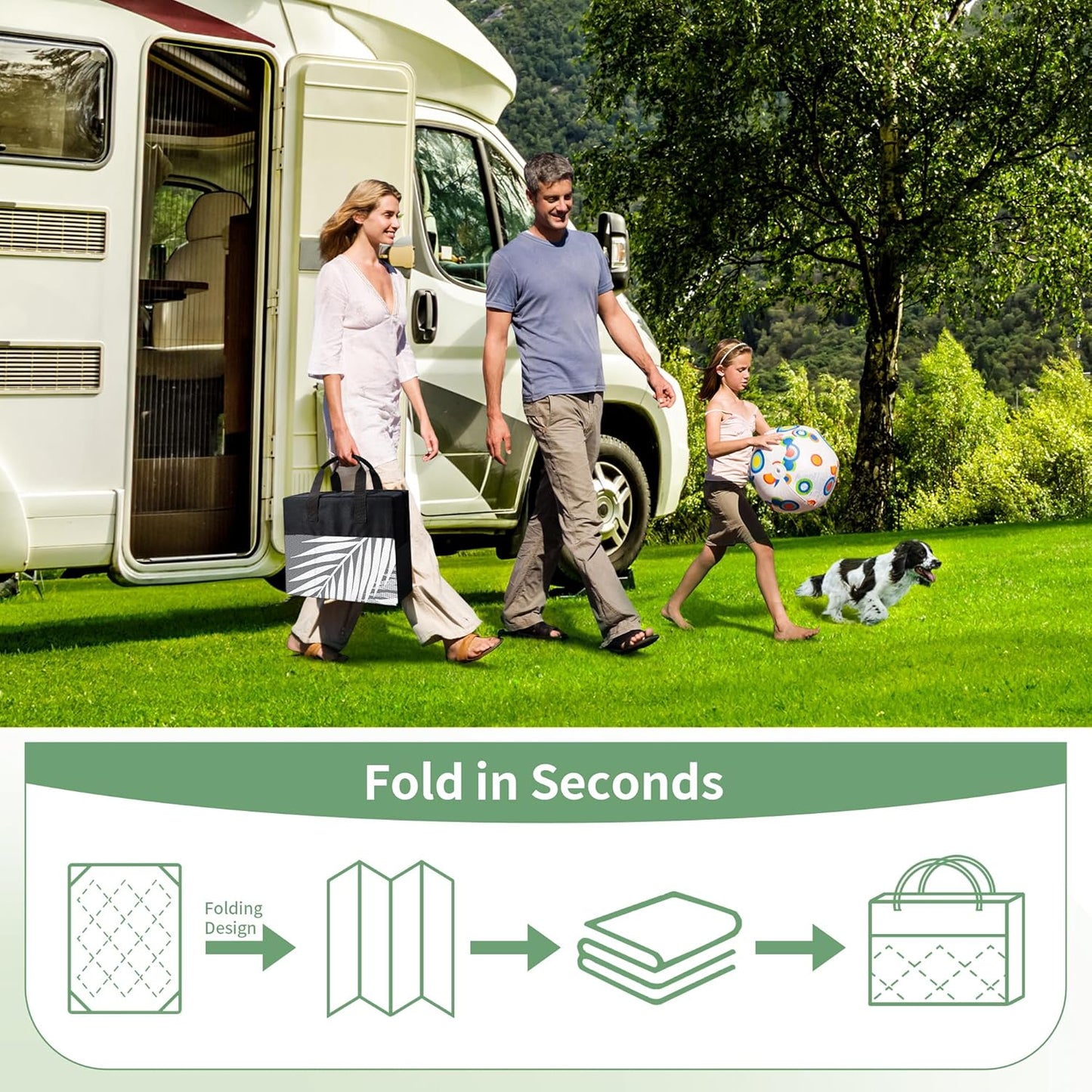 GENIMO Outdoor Rug 10' x 10' Waterproof for Patios Clearance, Reversible Outdoor Plastic Straw Camping Rug Carpet, Large Area Rugs Mats for RV, Camper, Deck, Balcony, Porch, Beach, Picnic, Grey&White