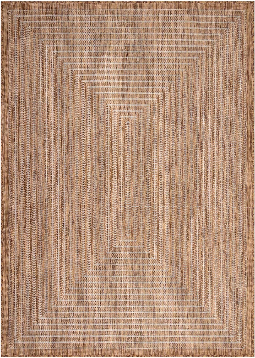 Adiva Rugs Outdoor Indoor Area Rug, Weather Resistant, Easy to Clean, Stain Resistant Floor Mat for Dining Room, Backyard, Deck, Patio (Wooden, 6' x 9')