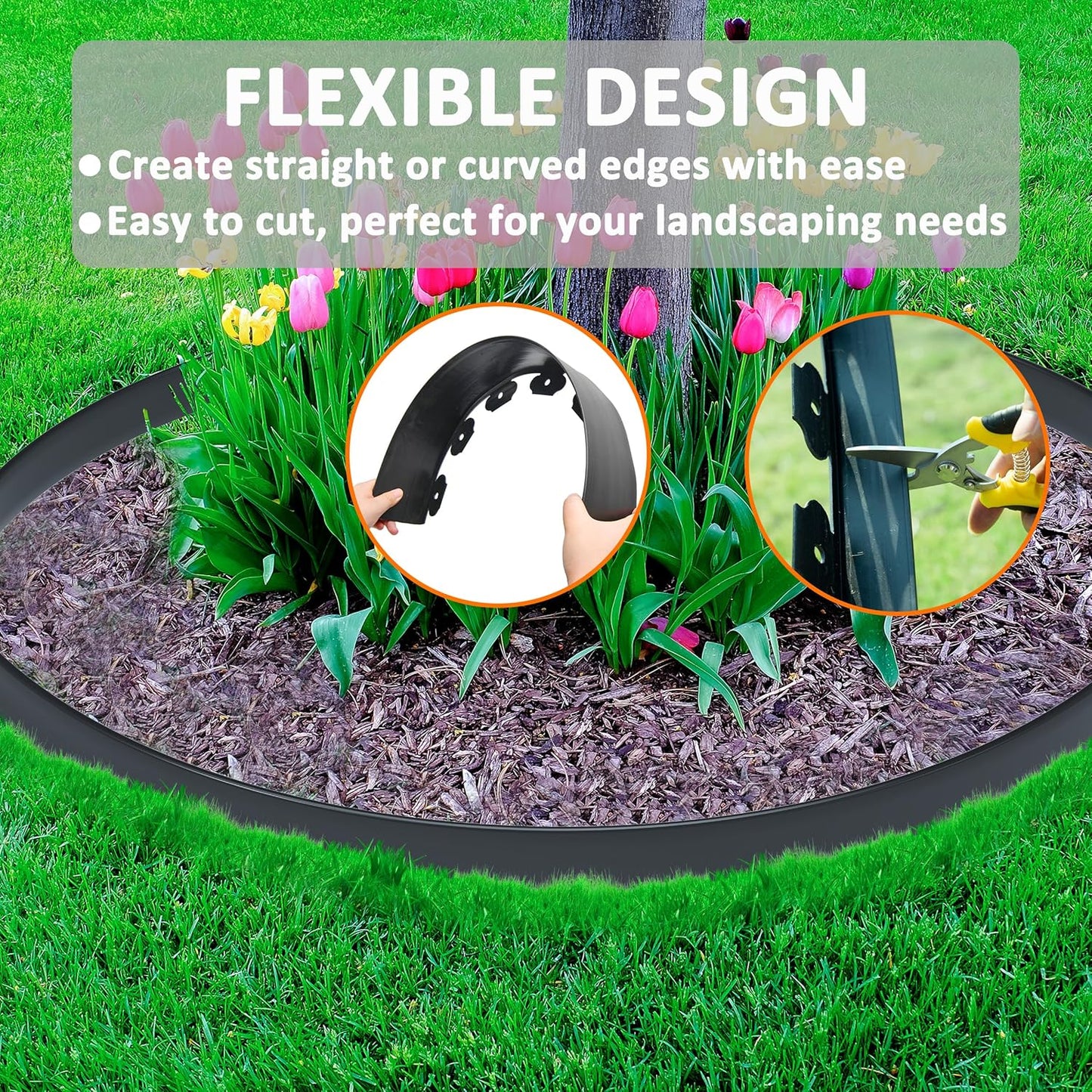 4 inch Tall Landscape Edging Kit 100FT Garden Edging with Spikes for Lawn Edging and Flower Beds (Black, 100FT)